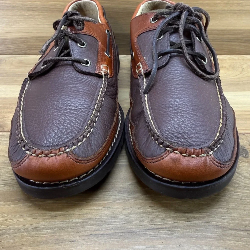 LL BEAN Bison Moc Toe Loafers Mens 10 D Two Tone Brown Travel Casual Old Money